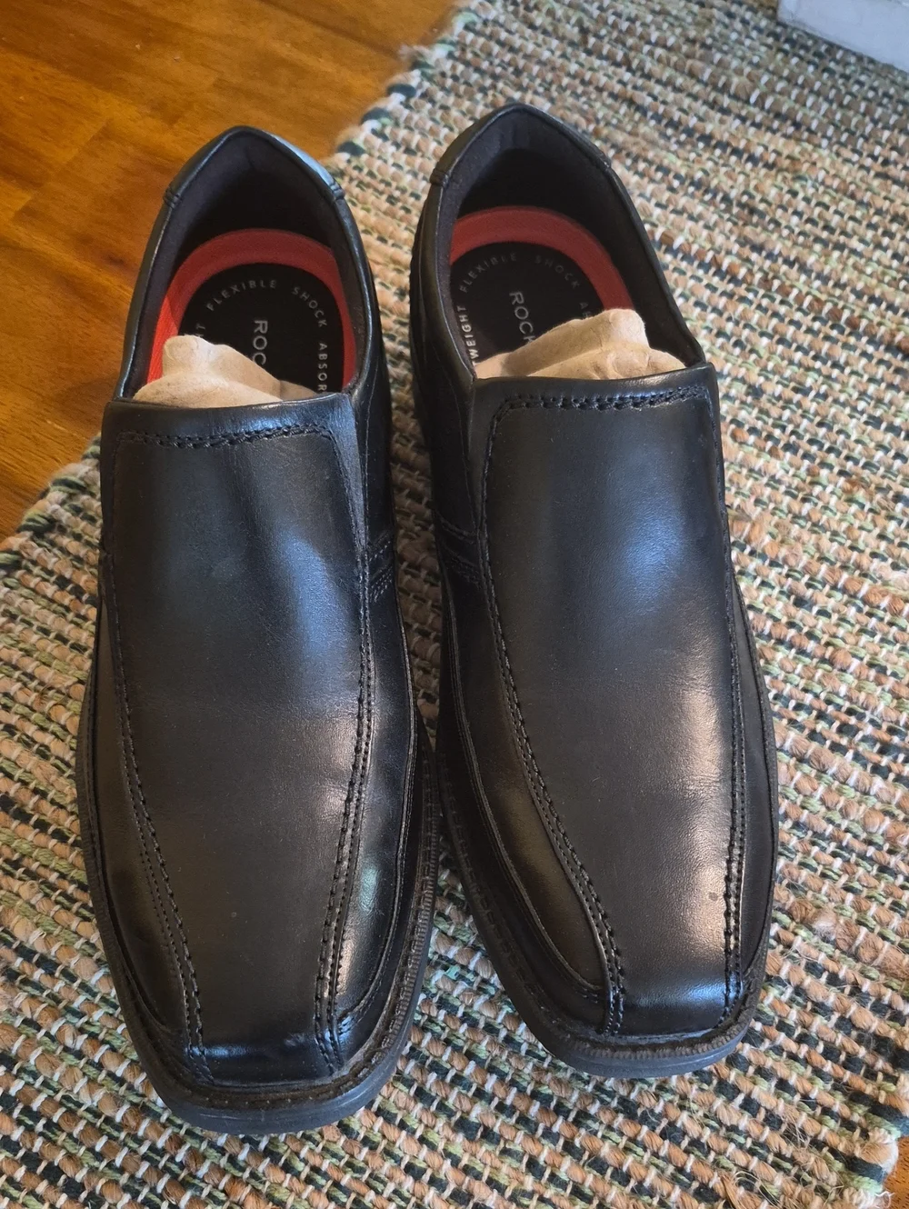 Men's Rockport Black Leather Slip-On Dress Shoes 8.5 NEW